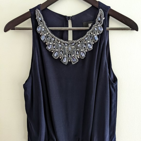 BA Nites Beaded Dress, Navy Blue, Size 8 - Picture 2 of 7